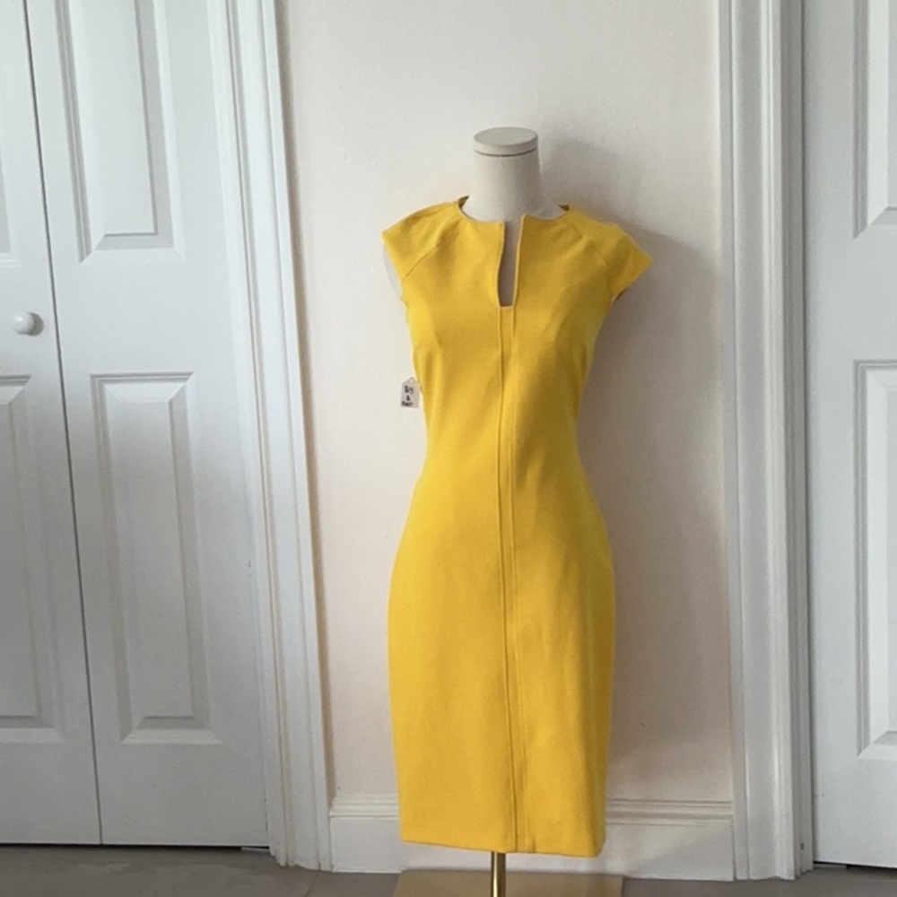 *BUNDLE ONLY* NWT Zara Yellow Sheath Midi Dress with Cap Sleeves